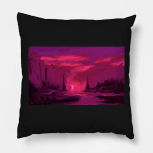 Alien Twilight Landscape Scifi Pillow