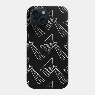 Black and white geometric abstraction, triangles and stripes Phone Case