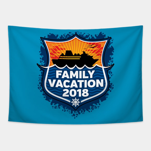 Family Vacation 2018 Cruise Ship Tapestry by RadStar