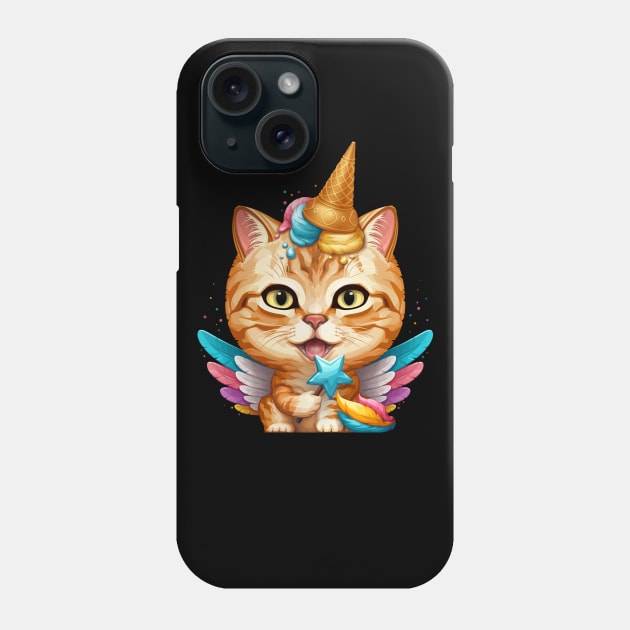 Orange Tabby Cat Ice Cream Unicorn Phone Case by stonemask