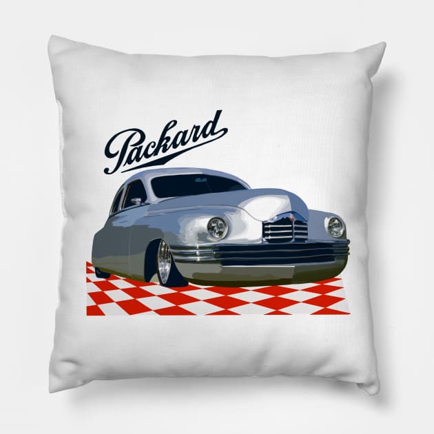 Classic Packard in a Checkerboard Showroom Pillow by MamaODea