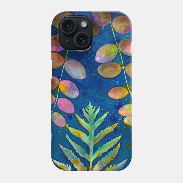 Botanical cyanotype and watercolor Phone Case by redwitchart