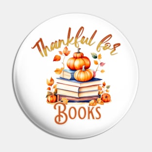 Thankful for Books and Pumpkins Pin