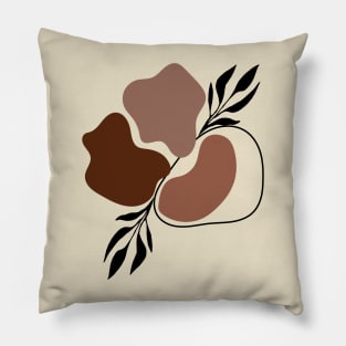 Modern Minimalist Simple Abstract Pastel Pink Black Leaf Art Pillow