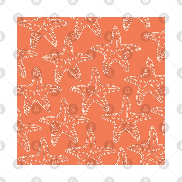 starfish aloha hawaii pattern salmon pink and white by maplunk