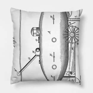 Submarine Vessel Vintage Patent Hand Drawing Pillow