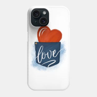 Jeans pocket wth red heart, word Love Phone Case