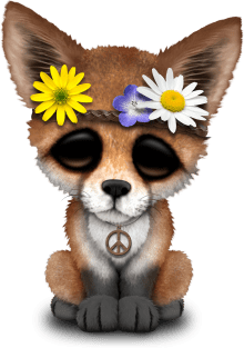 Cute Baby Fox Hippie Magnet