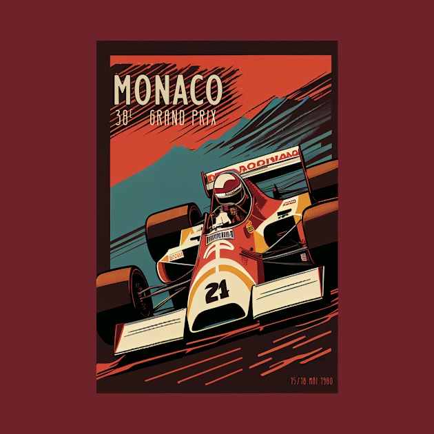 1980 Monaco Grand Prix Travel Poster by GreenMary Design