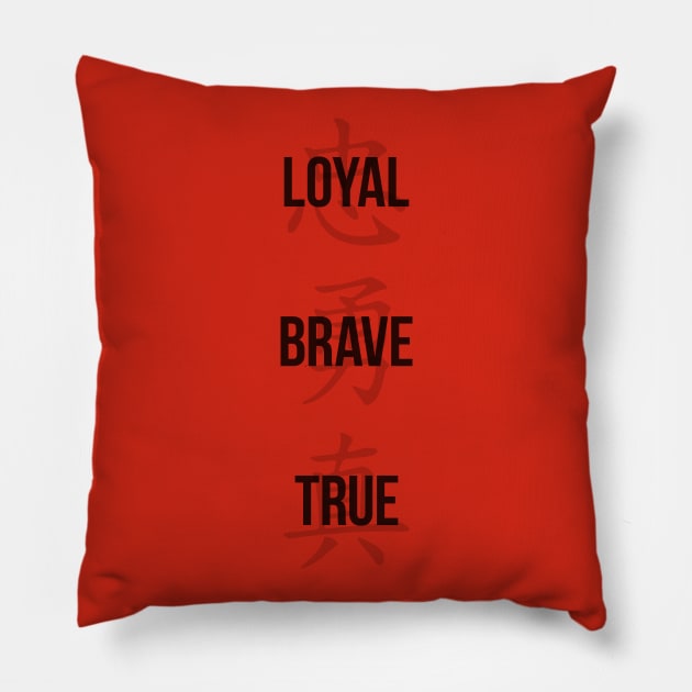 Loyal, Brave, True - Three Virtues Pillow by Bunny Prince Design