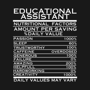 Educational Assistant Nutritional Factors Black T-Shirt