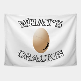 Chicken Lover Gift, Retro Funny Saying, WHAT’S CRACKIN Tapestry