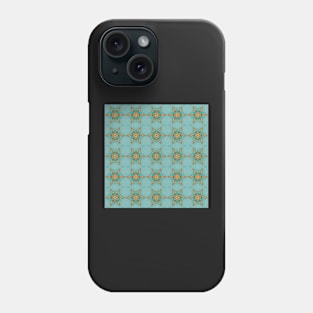 Turquoise and Gold gemmed Kaleidoscope pattern 10 Phone Case