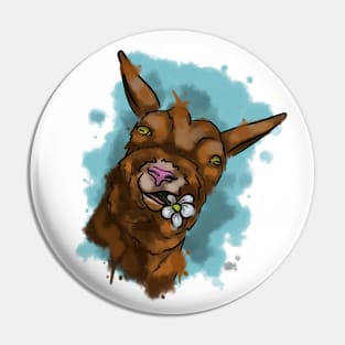 Funny goat with flower Pin