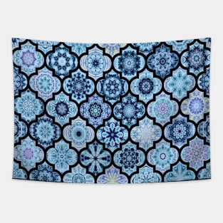 Moroccan Tile Pattern Blue Tapestry