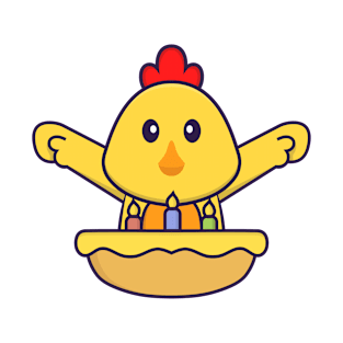 Cute chicken with birthday cake. T-Shirt