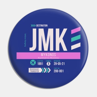 Mykonos (JMK) Airport Code Baggage Tag Pin