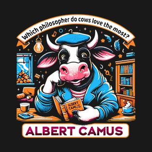 Philosophical Cow Enjoys Camus T-Shirt