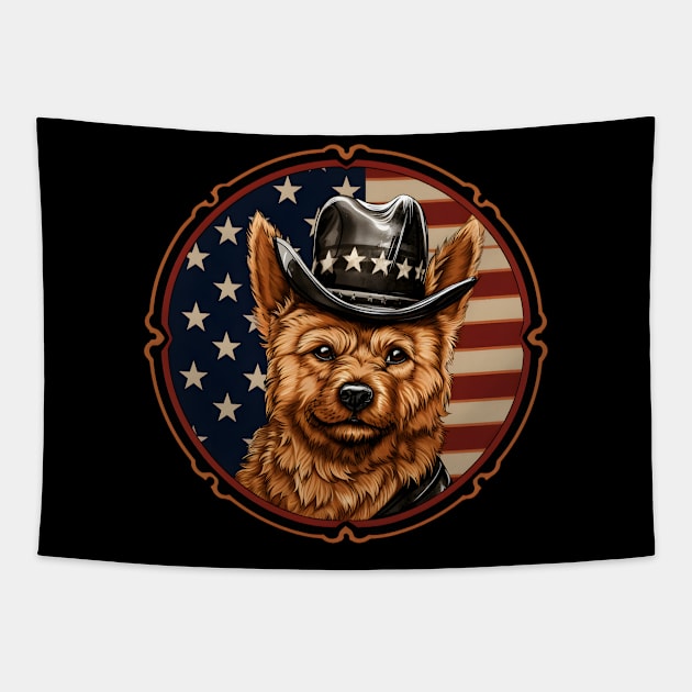 Norwich Terrier 4th of July Tapestry by NatashaCuteShop