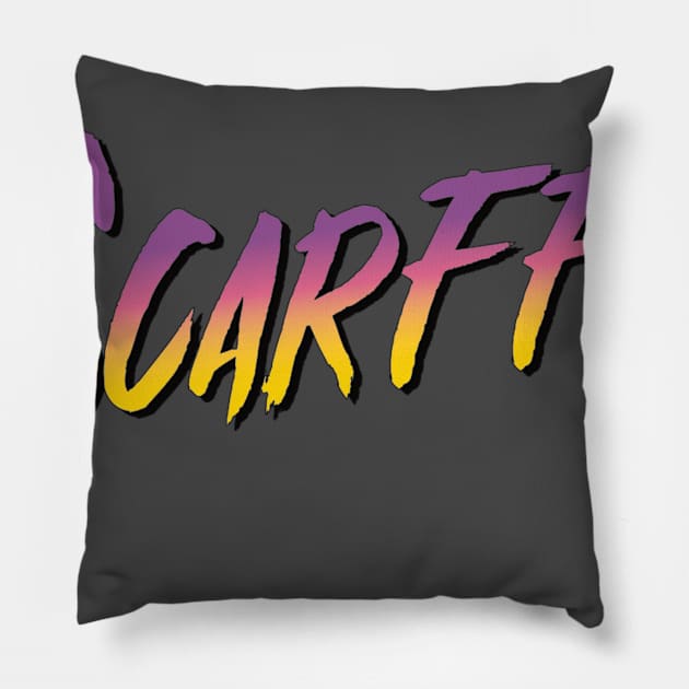 Scarfff - Retro Street Fighter Lettering by Mo J. Lozano Pillow by Scarfff