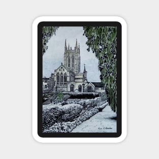 Bury St Edmunds Cathedral in the Snow Painting Magnet