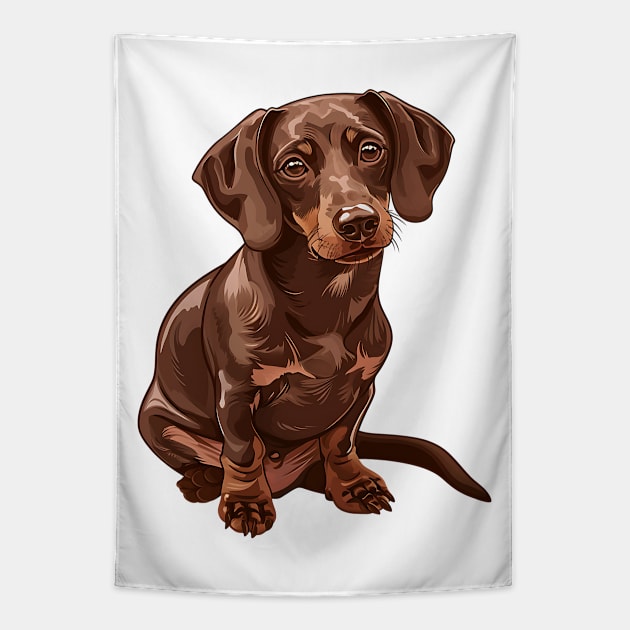 Valentine Dachshund Shaped Chocolate Tapestry by Chromatic Fusion Studio