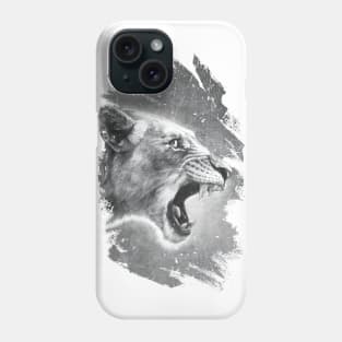 Black and white graphite lioness (white background) Phone Case