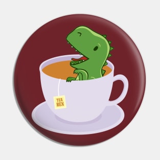 Tea Rex Funny Dinosaur Pin