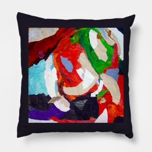 Abstract Acrylic Collage Painting Pillow