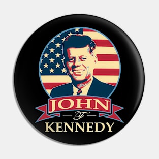 John Of Kennedy Retro Pin