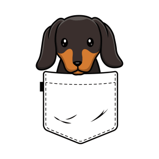 Dachshund Dog In Pocket Shirt Wiener Dog Black Tan Doxie T-Shirt