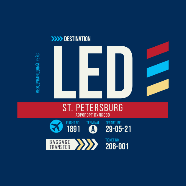 St. Petersburg (LED) Airport Code Baggage Tag by SLAG_Creative