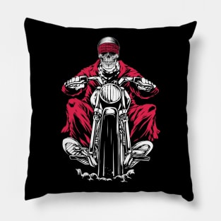 Skeleton riding a motorbike Pillow