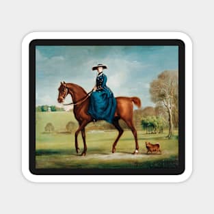 Lady back riding horse Magnet