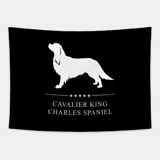 Cavalier King Charles Spaniel Dog White Silhouette Tapestry