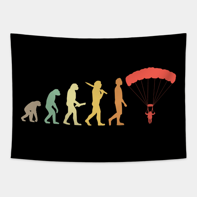 Retro Skydiving Evolution Gift For Skydivers & Parachutists Tapestry by OceanRadar