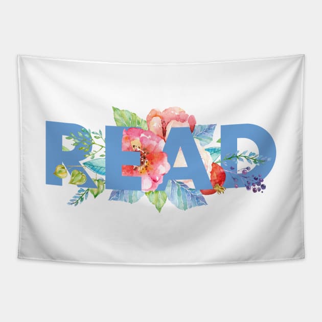 Floral READ Tapestry by literarylifestylecompany