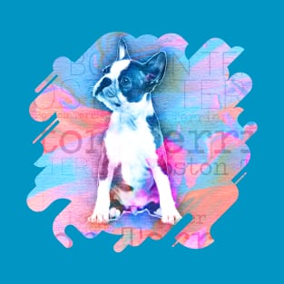 Boston Terrier Watercolor Digital Art T-Shirt