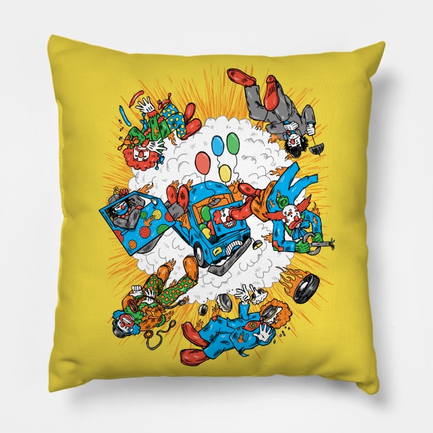 When Clown Cars Explode Pillow by nickv47