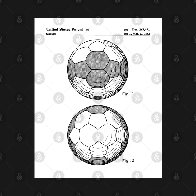 Soccer Ball Patent - Football Fan Bedroom Office Art - White by patentpress