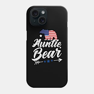 Auntie Bear Patriotic Flag Matching 4th Of July Phone Case