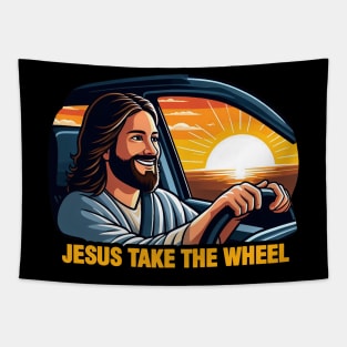 Jesus Take The Wheel Tapestry