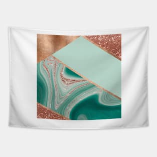 Azure water agate II - copper turquoise glitter layers Tapestry