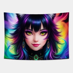 Colorful Fantasy Anime Girl Tapestry