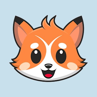 Cute Kawaii Fox Face Illustration T-Shirt