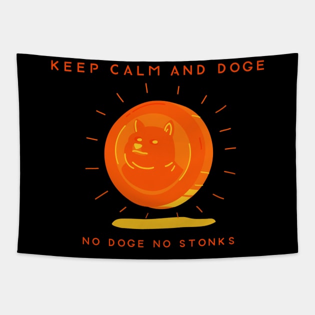 Keep Calm & Dogecoin 02 Tapestry by Nangers Studio