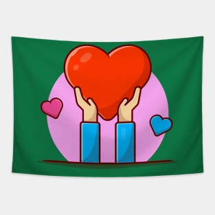 Hands With Love Cartoon Vector Icon Illustration Tapestry