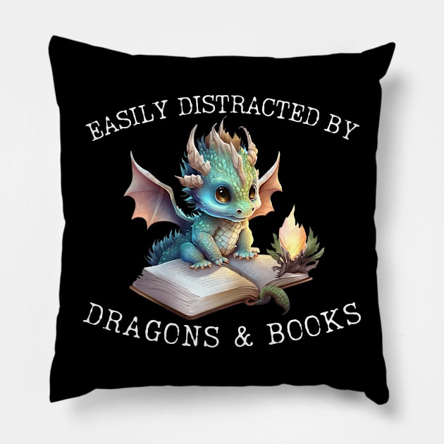 Easily Distracted By Dragons And Books Introvert Shirt Pillow by K.C Designs