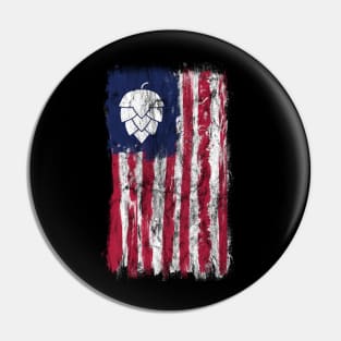 Grunge American Flag With Hops Pin