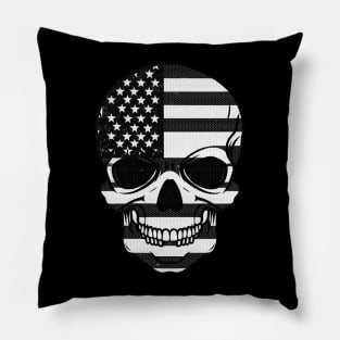 Skull America Glitch Pillow